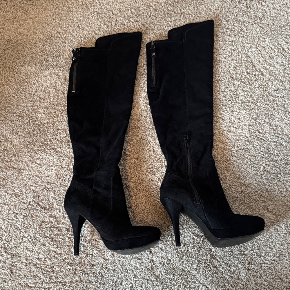 Guess Black Heeled Over the Knee Boots
